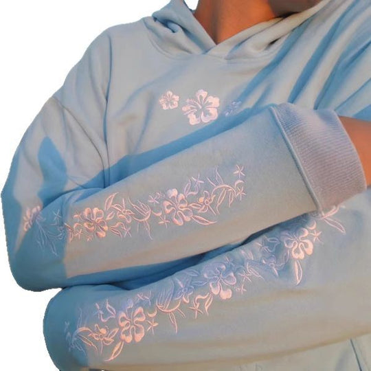 Damen Kapuzenpullover mit floralem Stickereien und bedrucktem Kapuzenfutter Shop Nory