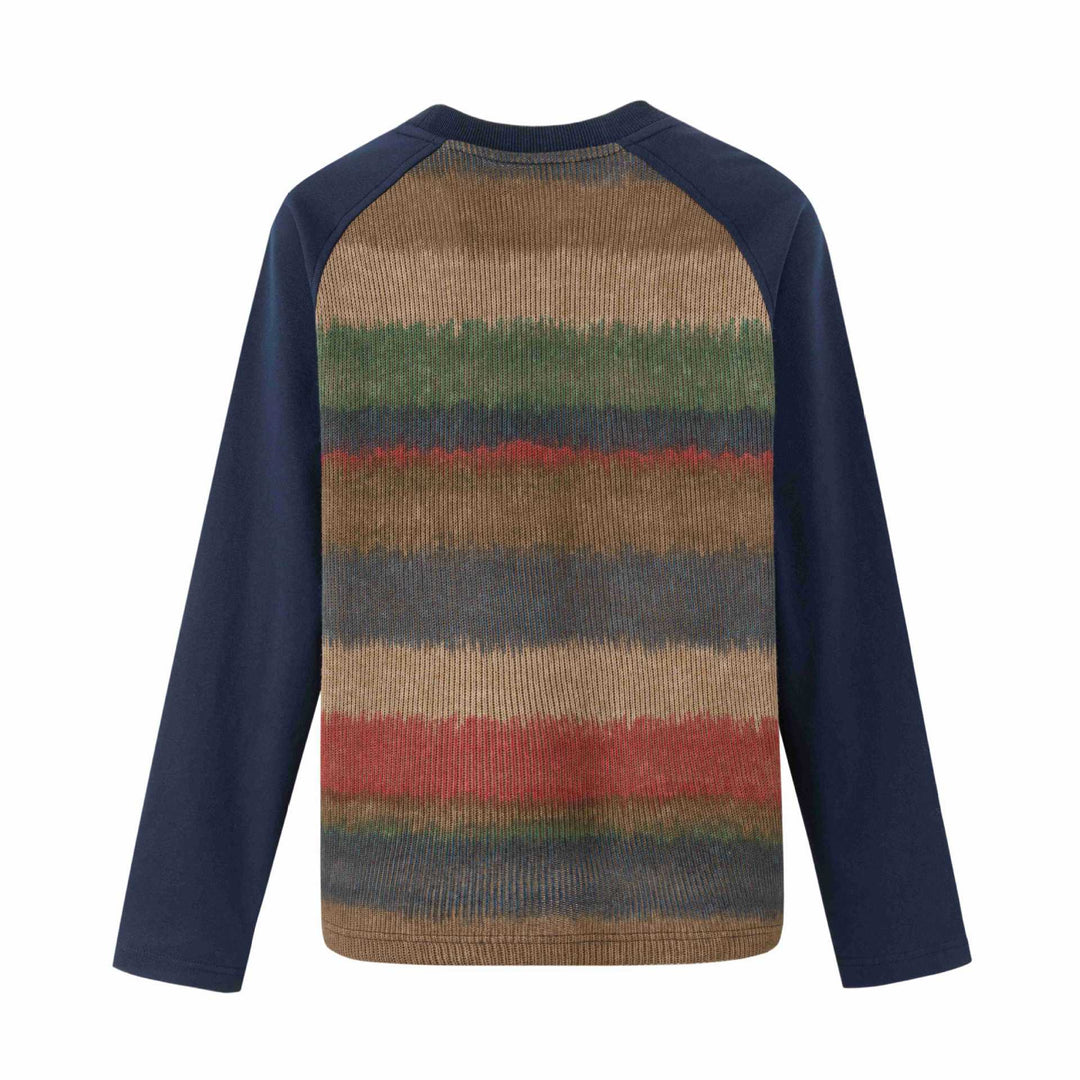 Herren Rundhalspullover mit Raglanärmeln und melierter Strickfront Shop Nory