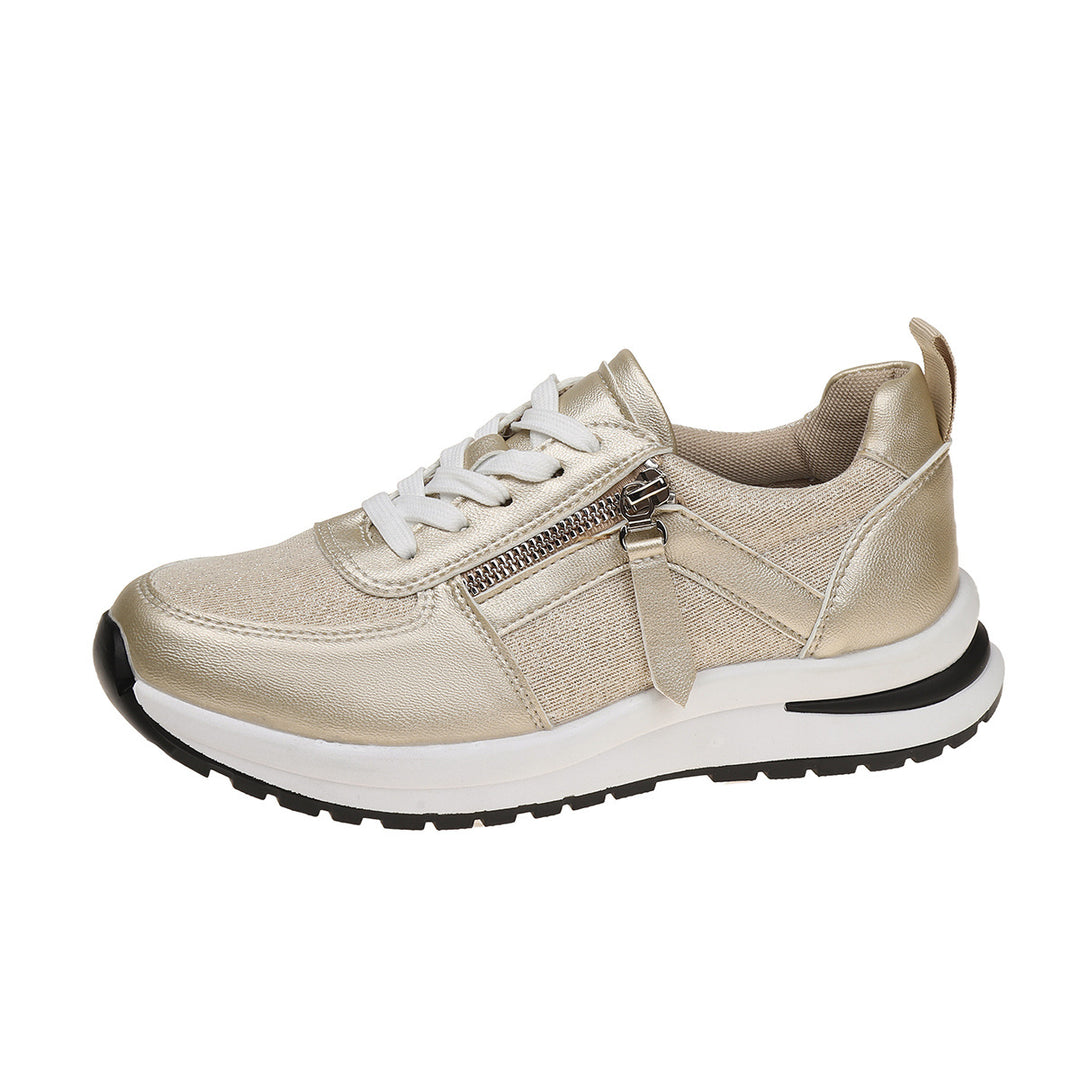 Damen modischer Keil-Sneaker mit seitlichem Reißverschluss gepolstertem Memory-Fußbett und profilierter Laufsohle Shop Nory