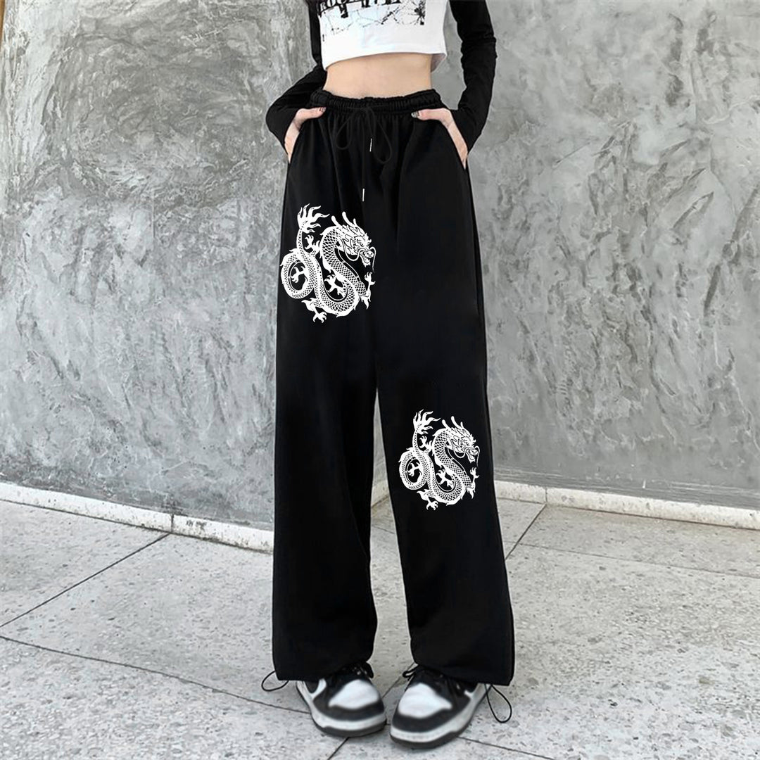 Damen nan weite Jogginghose hochgeschnitten mit seitlichem Statementprint und elastischem Bund Shop Nory