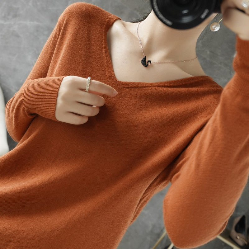 Damen leichter V-Ausschnitt Kaschmir-Look Feinstrickpullover Shop Nory