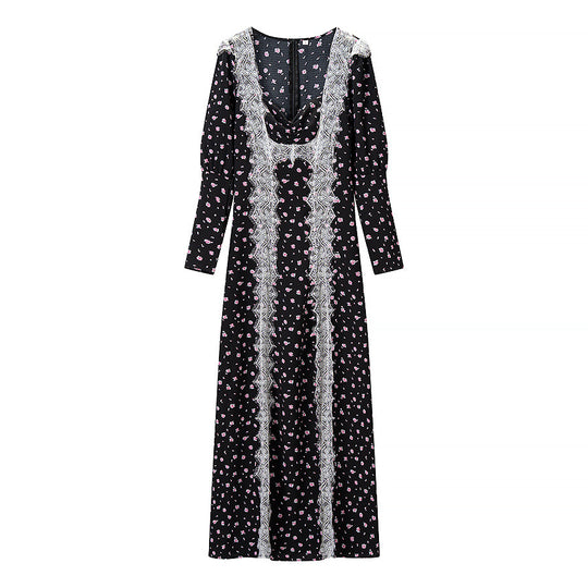 Damen Maxikleid mit Spitzenbesatz und floralem Alloverprint Shop Nory