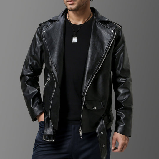 Herren stilvolle Bikerjacke aus hochwertigem Echt Shopnory
