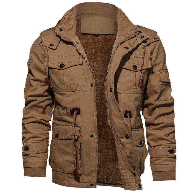 Herren Multifunktionaler Canvas-Zwischenlagenparka mit Teddyfleece-Innenlage und Utility-Taschen Shop Nory