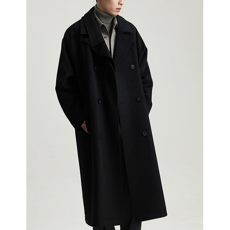 Herren Wollmantel im weiten Schnitt mit doppelreihiger Knopfleiste und weitem Revers Shop Nory
