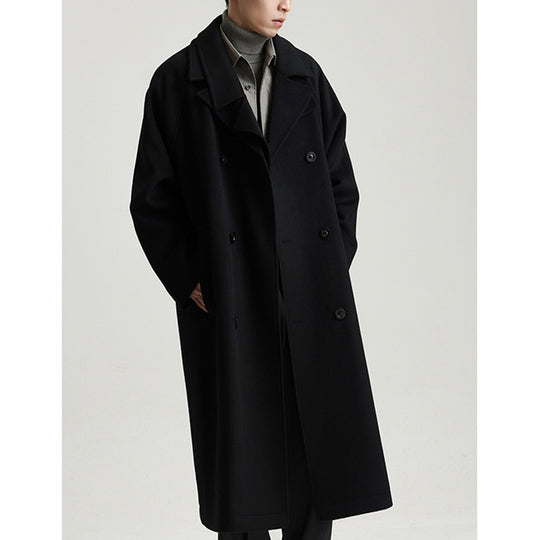Herren Wollmantel im weiten Schnitt mit doppelreihiger Knopfleiste und weitem Revers Shop Nory