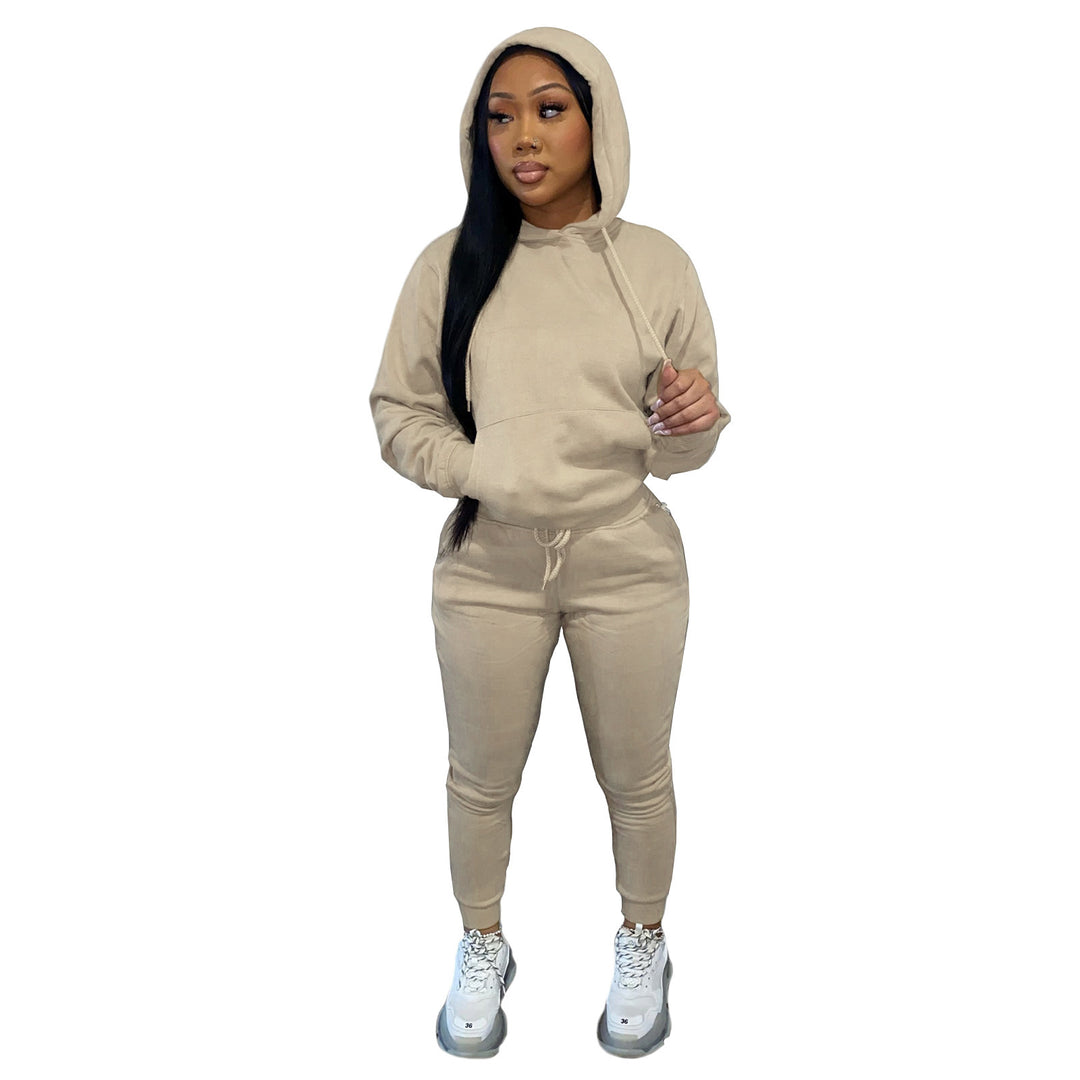 Damen nan Kapuzen-Lounge-Set mit Kängurutasche taillierter Jogginghose und Bündchen Shop Nory