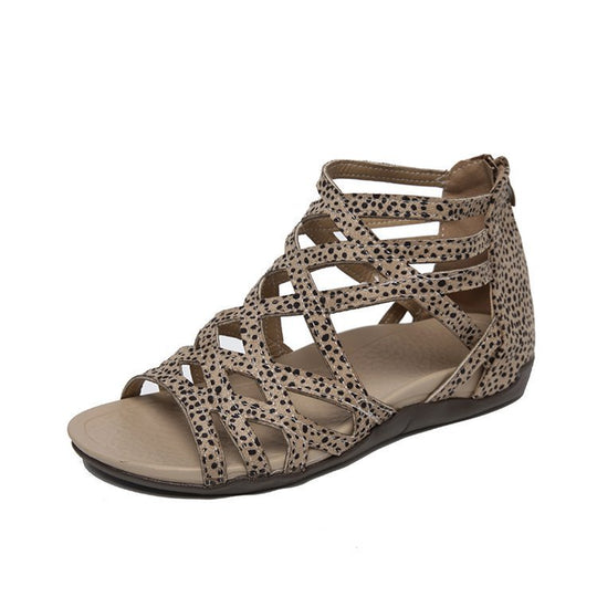 Damen Römersandalen mit Zipper, geflochtenem Cut-Out-Obermaterial und gepolsterter Komfortsohle Shop Nory