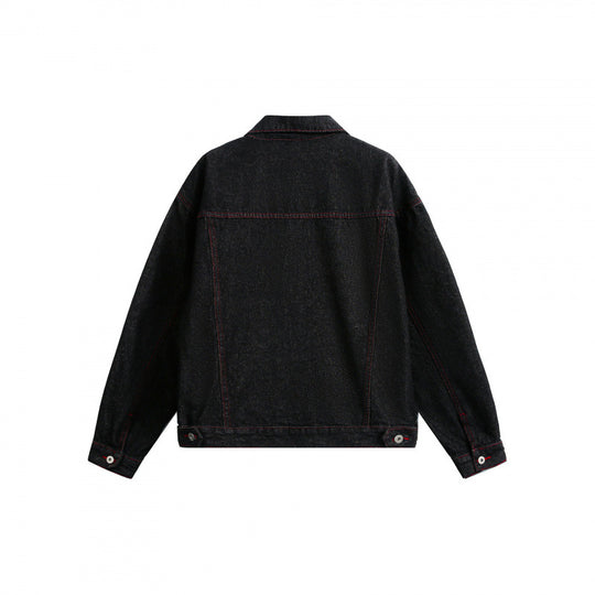 Unisex Boxy-Denimjacke mit kontrastierenden Ziernähten und Pattentaschen Shop Nory