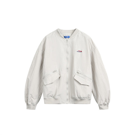 Unisex Kurz geschnittene leichte Nylon‑Bomberjacke mit Utility‑Taschen und geripptem Saum Shop Nory