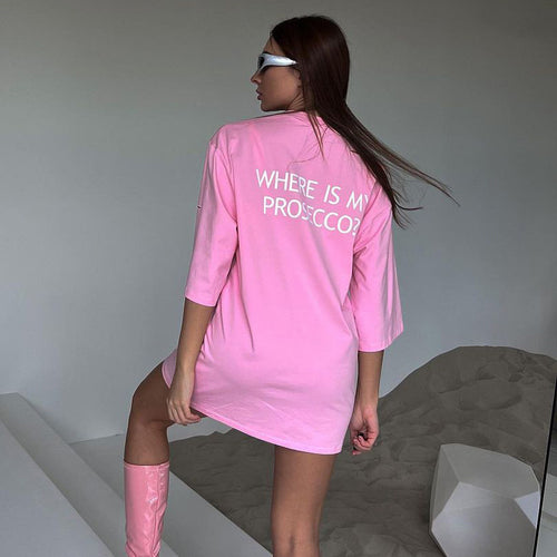 Damen oversized Longshirt mit Statement-Print, dreiviertelärmeln und lockerer Tunika-Silhouette Shop Nory