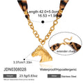 Damen Halskette mit ungewöhnlichem Pferdeanhänger und stylischem Leoprint-Shop Nory