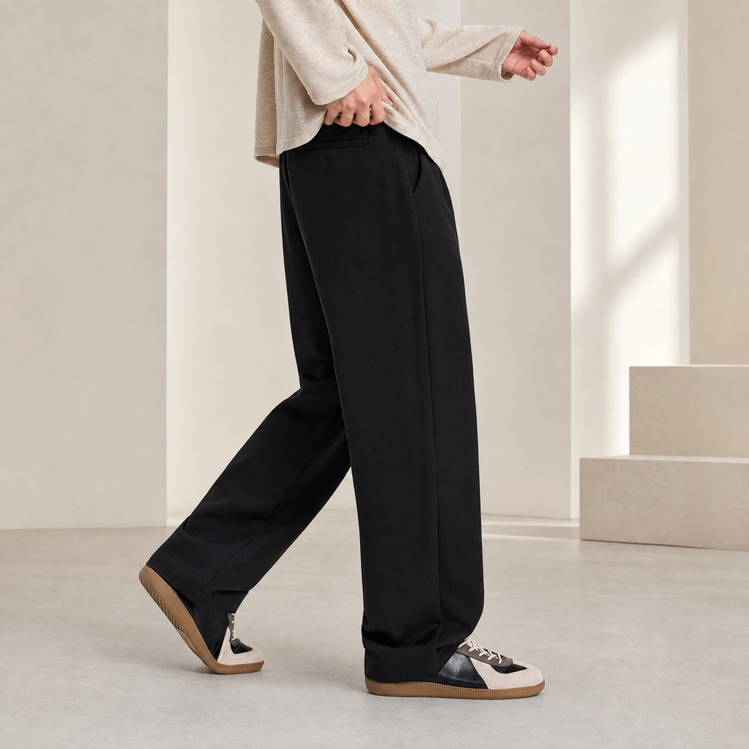 Herren Relaxed-Fit Bundfaltenhose aus feinem Webstoff mit weitem Bein Shop Nory