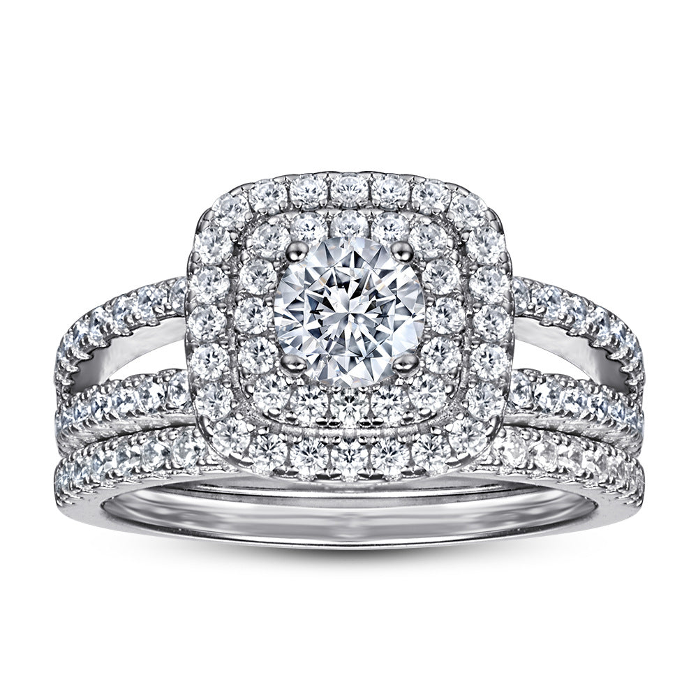 Damen Verlobungsring mit quadratischem Hauptstein und elegantem Design Shop Nory
