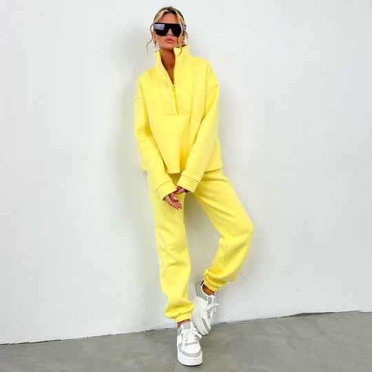 Damen Oversize-Halbzip-Lounge-Set aus schwerem French-Terry mit hohem Stehkragen Shop Nory