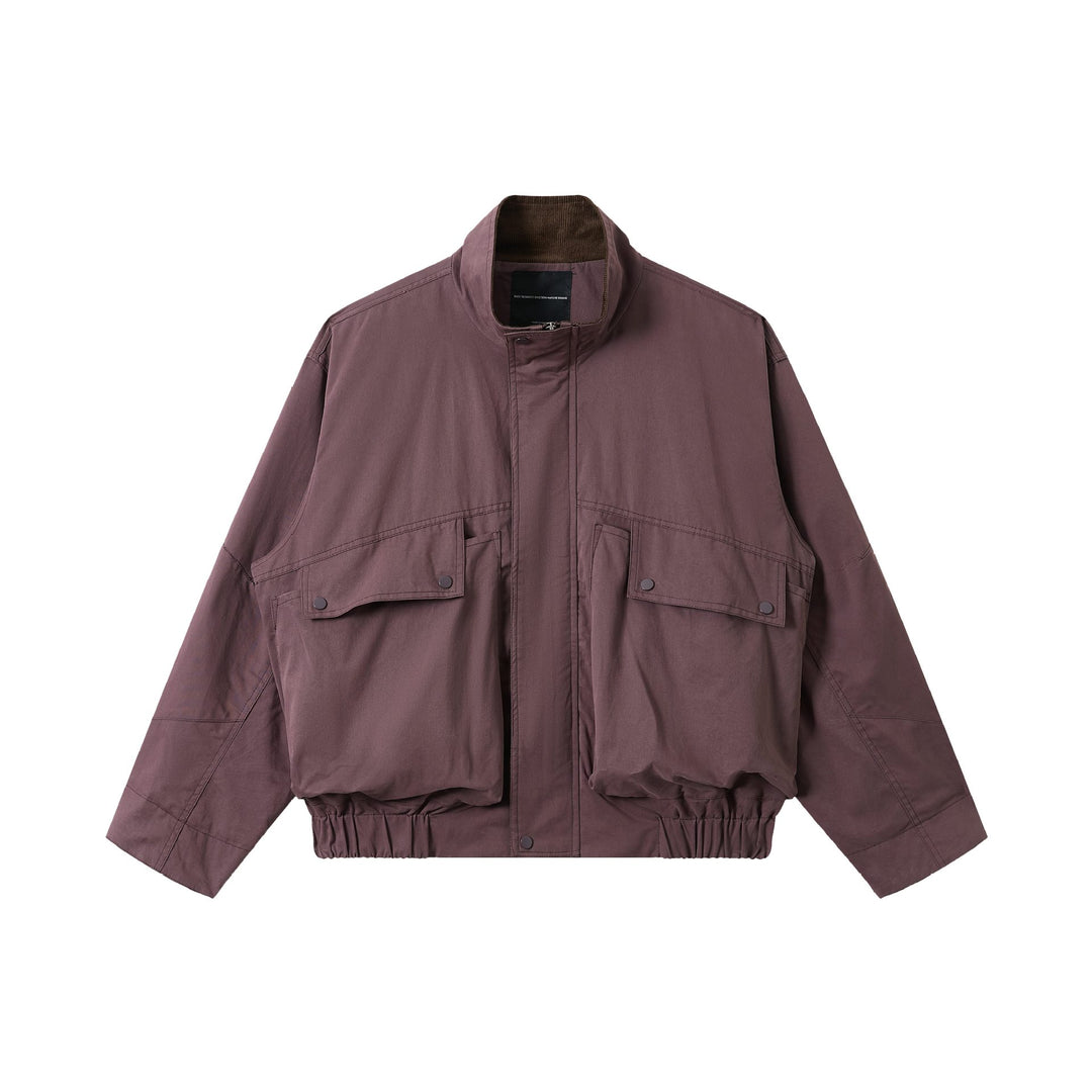 Unisex Kurz geschnittener Utility‑Fieldblouson mit Funnelkragen und großen Pattentaschen Shop Nory