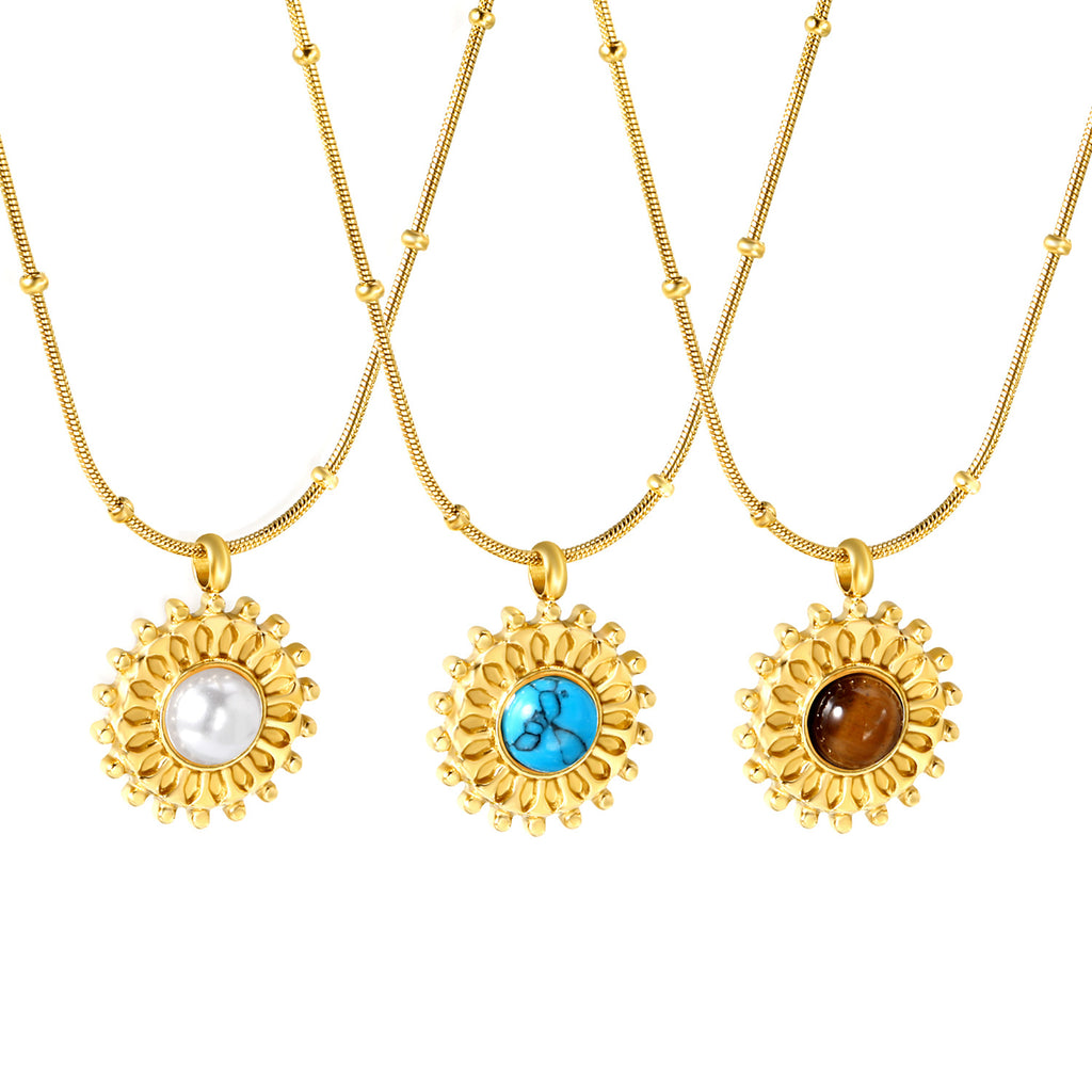 Damen Halskette mit kunstvollem Sonnenanhänger und verstellbarem Kettendesign Shop Nory