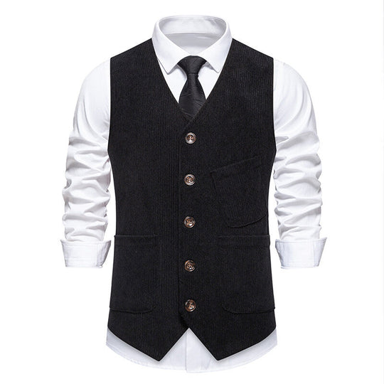 Herren elegante Cordweste mit praktischen Taschen und fein strukturiertem Design