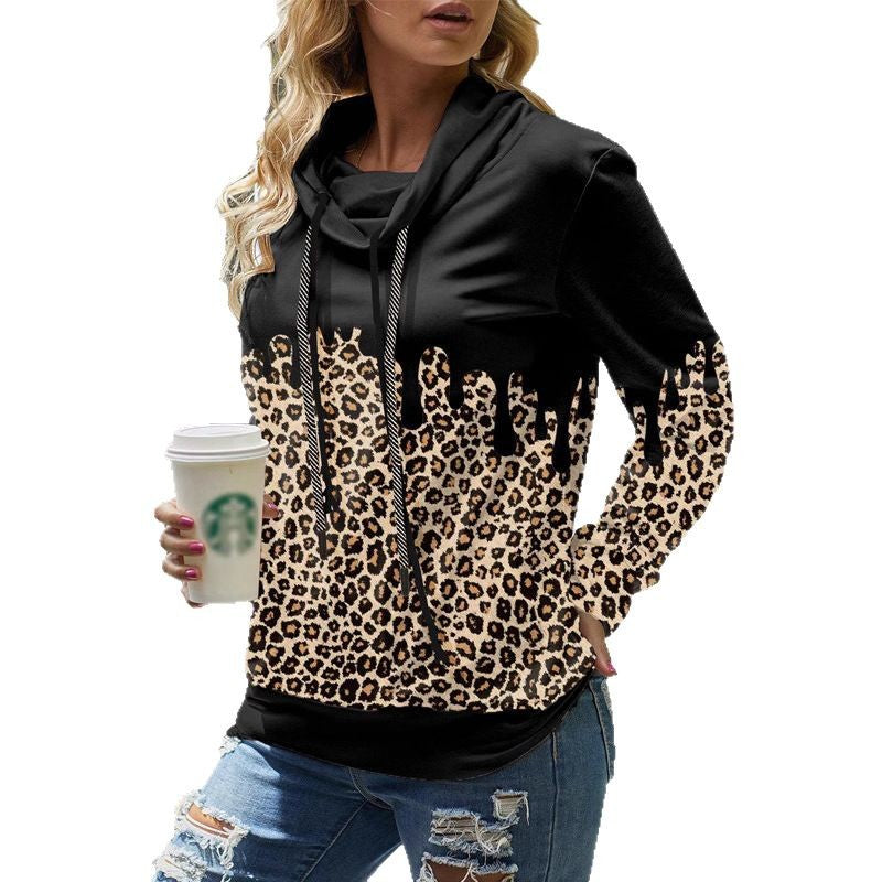 Damen Kapuzenpullover mit Leoparden-Print und Tropfen‑Effekt Shop Nory