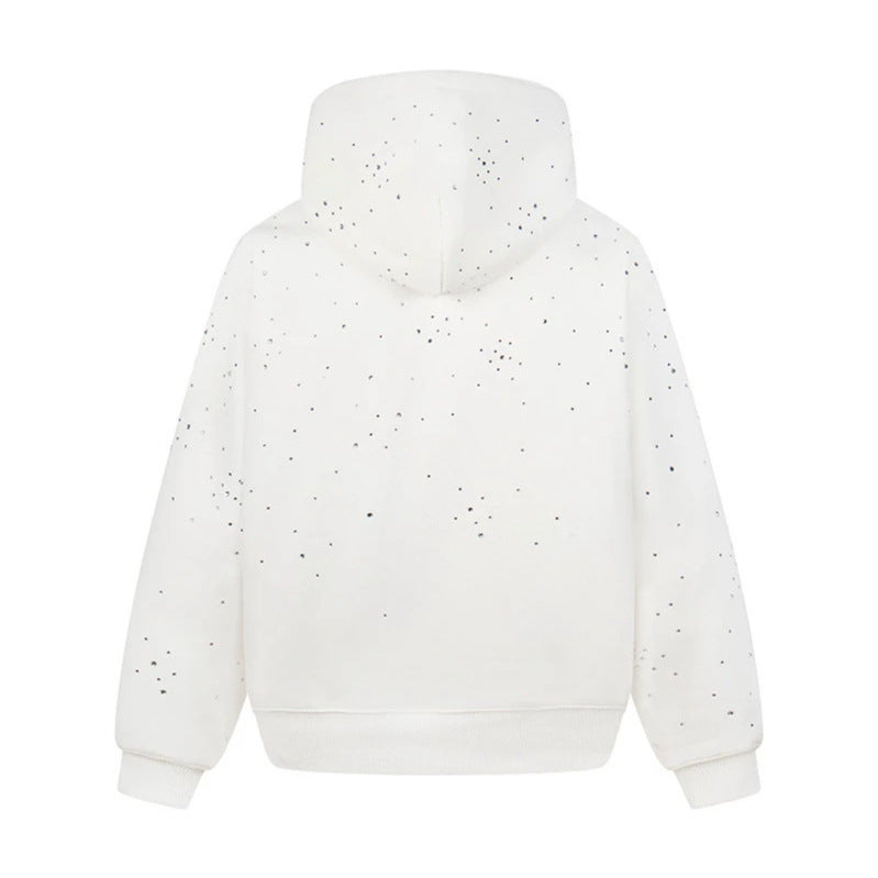 Damen Kapuzenpullover mit Statement-Print Metallic-Lettering und Paint-Splatter-Optik Shop Nory