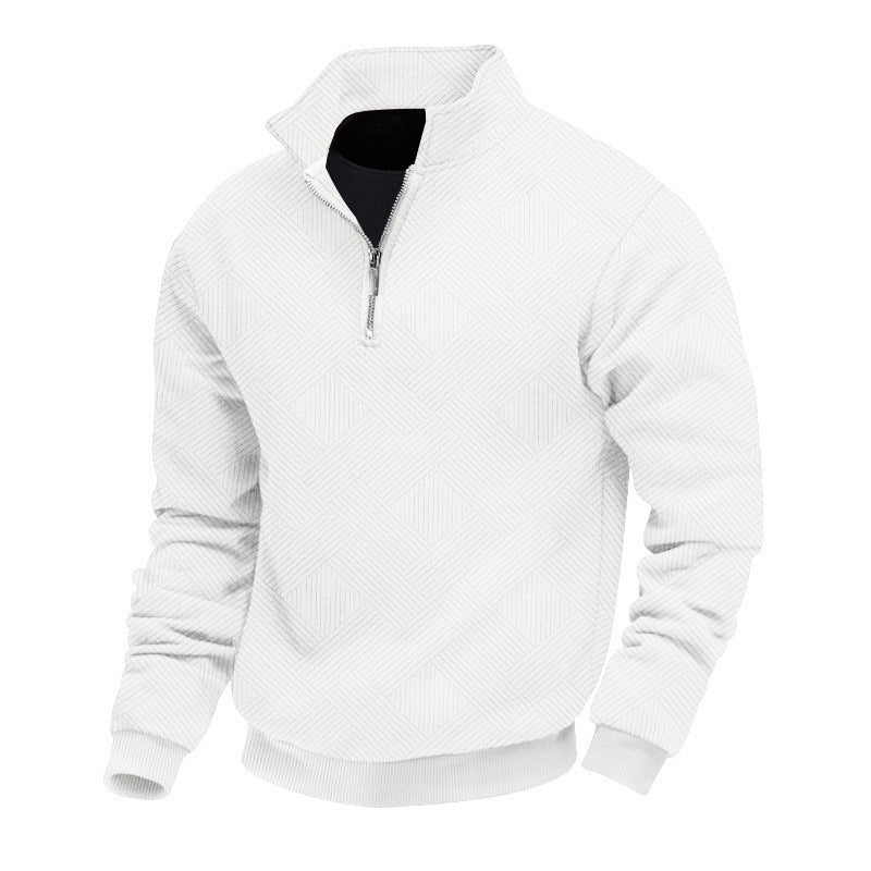 Herren Strukturierter Halbzip-Pullover mit Stehkragen und Rippbündchen Shop Nory
