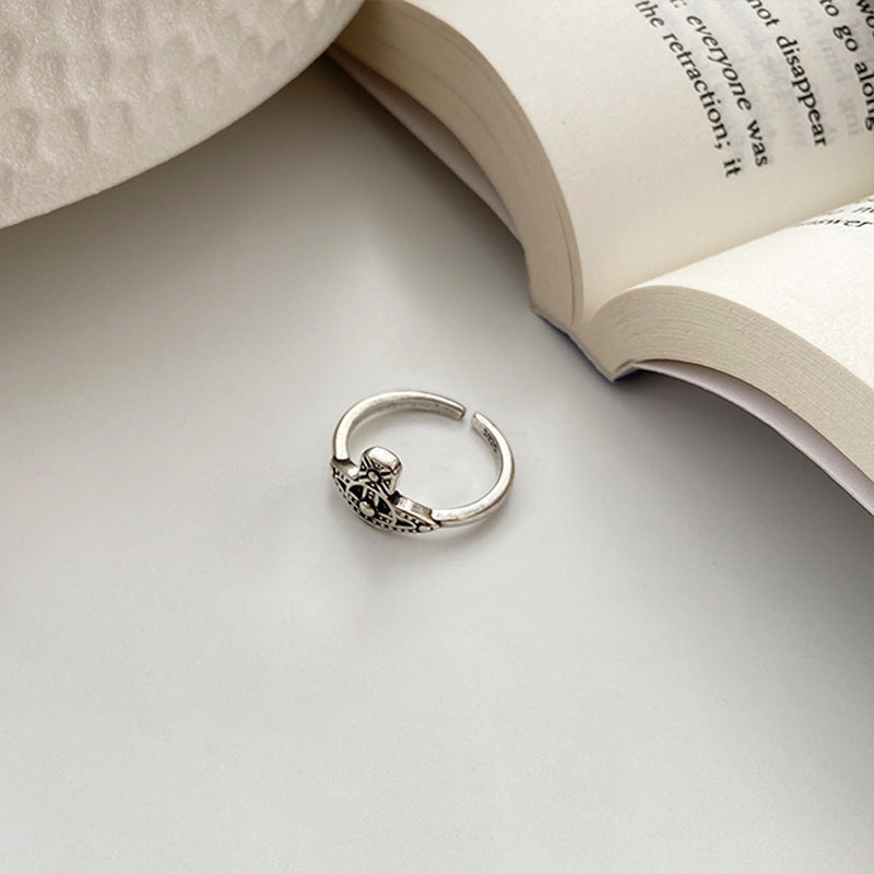 Damen Offener Ring mit kunstvollem floralen Muster Shop Nory
