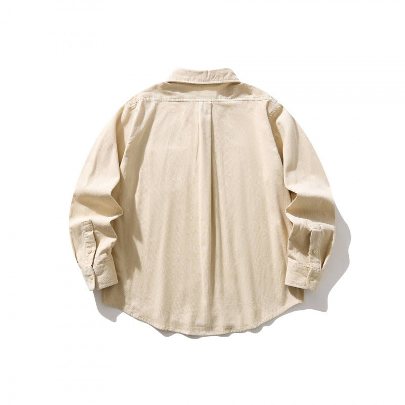 Unisex Kastenförmiges Cord-Hemd im Overshirt-Stil mit Button-Down-Kragen und aufgesetzter Brusttasche Shop Nory