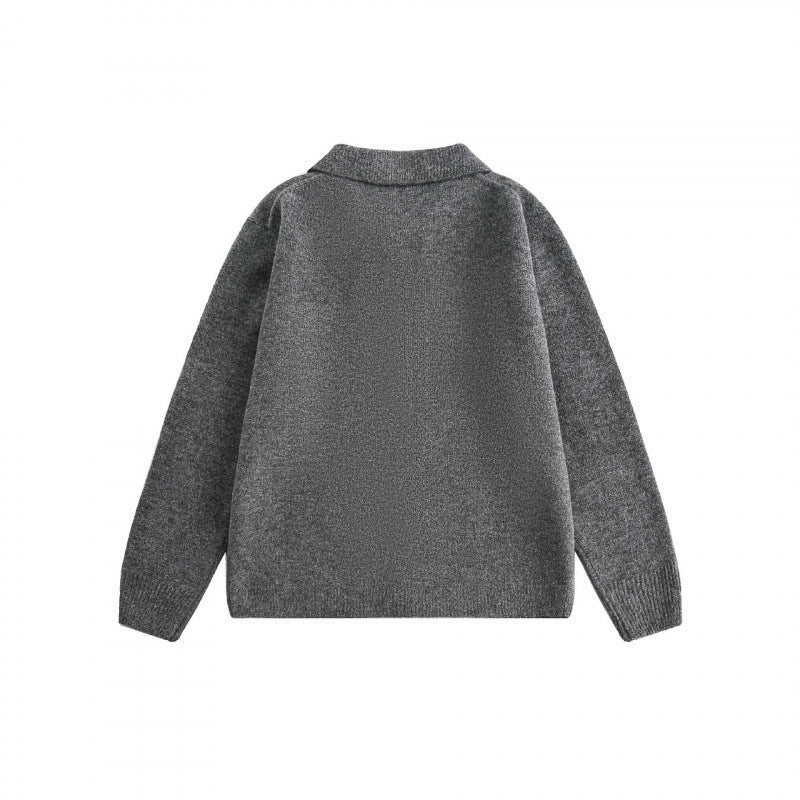 Unisex Boxy Strickcardigan mit Hemdkragen und durchgehender Knopfleiste Shop Nory