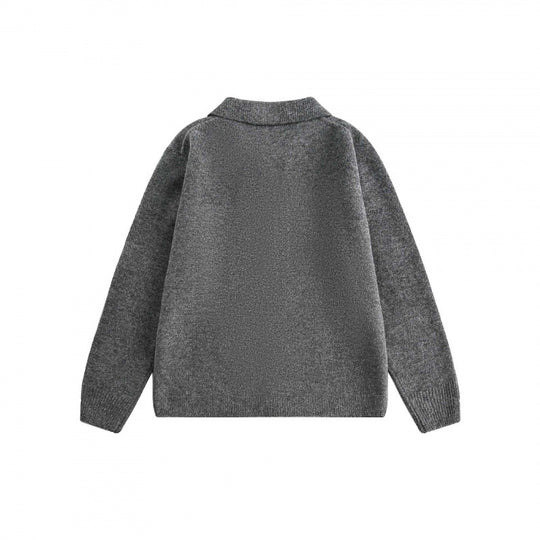Unisex Boxy Strickcardigan mit Hemdkragen und durchgehender Knopfleiste Shop Nory