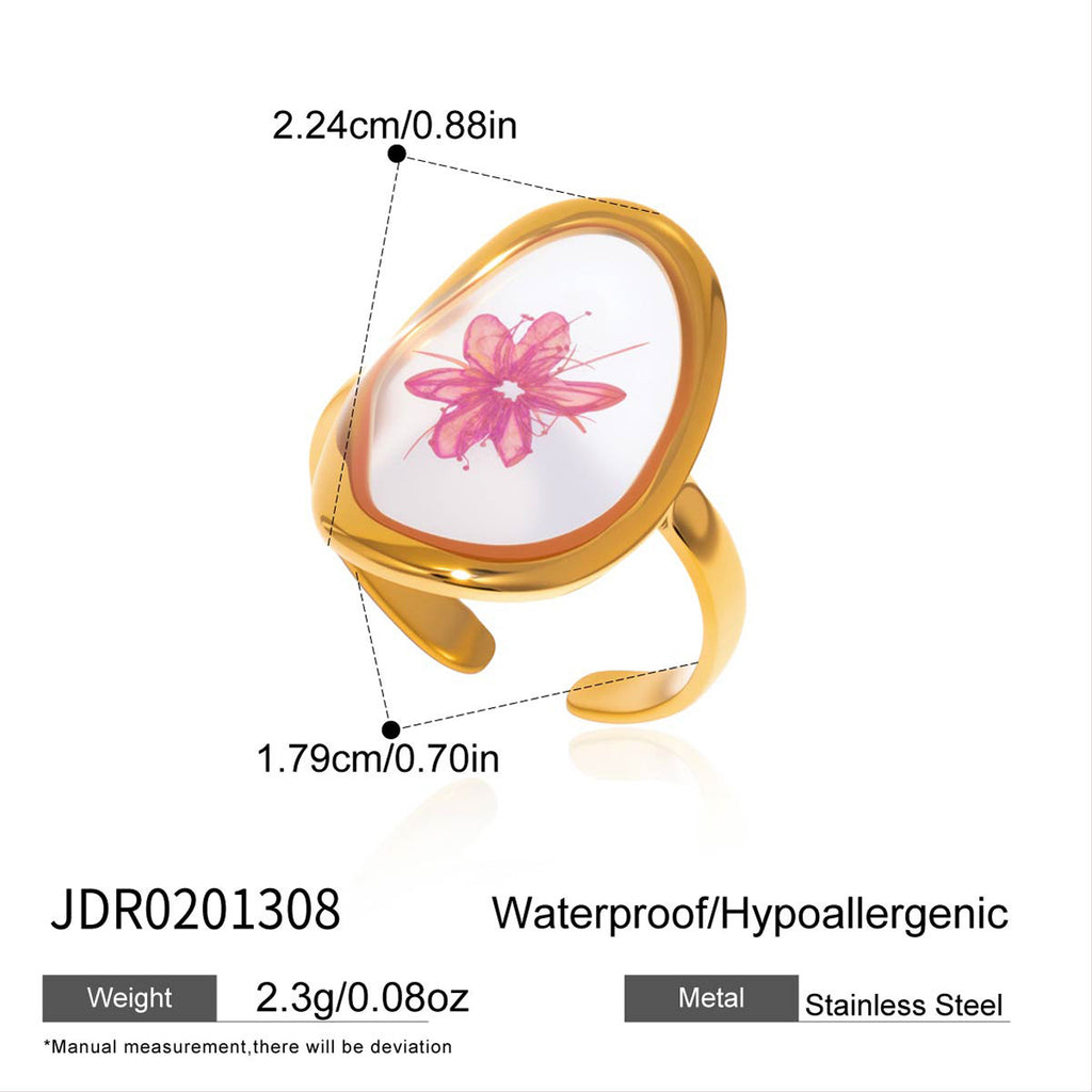 Damen Offener Ring mit floralem Design aus hypoallergenem Edelstahl Shop Nory
