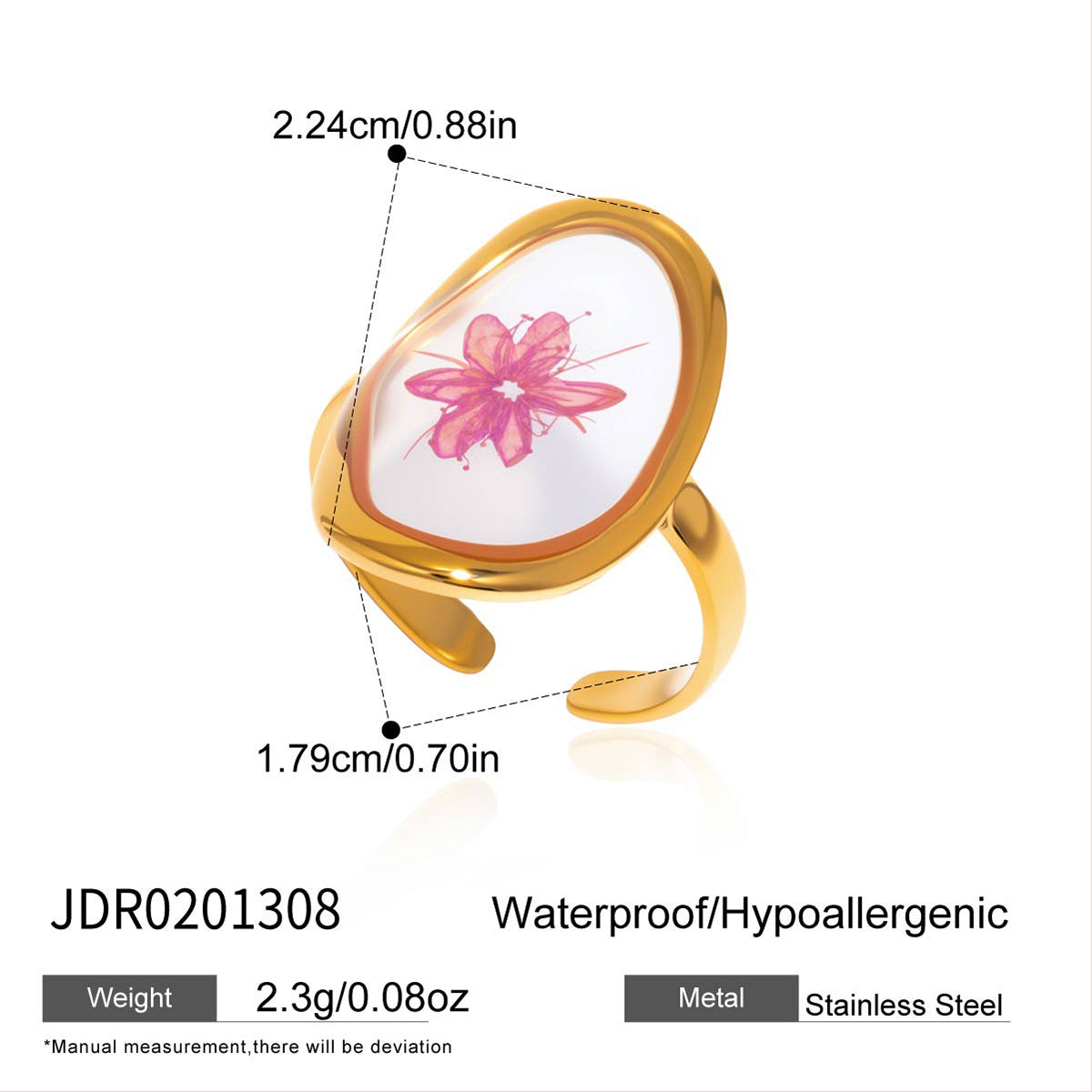 Damen Offener Ring mit floralem Design aus hypoallergenem Edelstahl Shop Nory