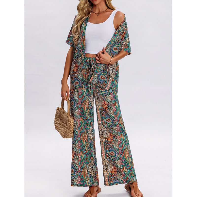 Damen Kurzarm-Overall mit Rüschendetails und Bindegürtel