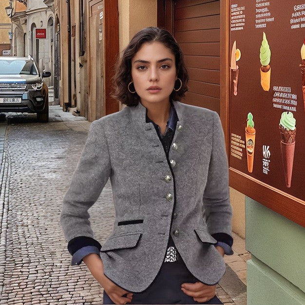 Damen nan klassische Trachtenjacke mit Stehkragen und dekorativen Zierknöpfen Shop Nory