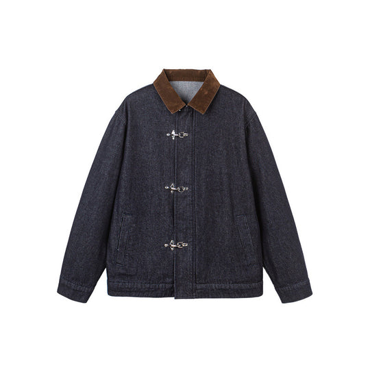 Herren Boxy-Jeansjacke mit Cordkragen und Metallknebelverschlüssen Shop Nory