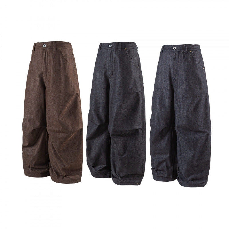 Damen Hochgeschnittene Ballon-Culotte aus strukturiertem Baumwollmix mit Kellerfalten Shop Nory