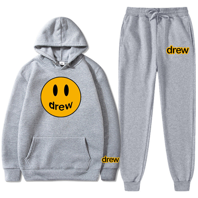 Unisex nan zweiteiliges Lounge-Set aus French-Terry mit Smiley-Print Kapuzenpullover und tapered Jogginghose Shop Nory