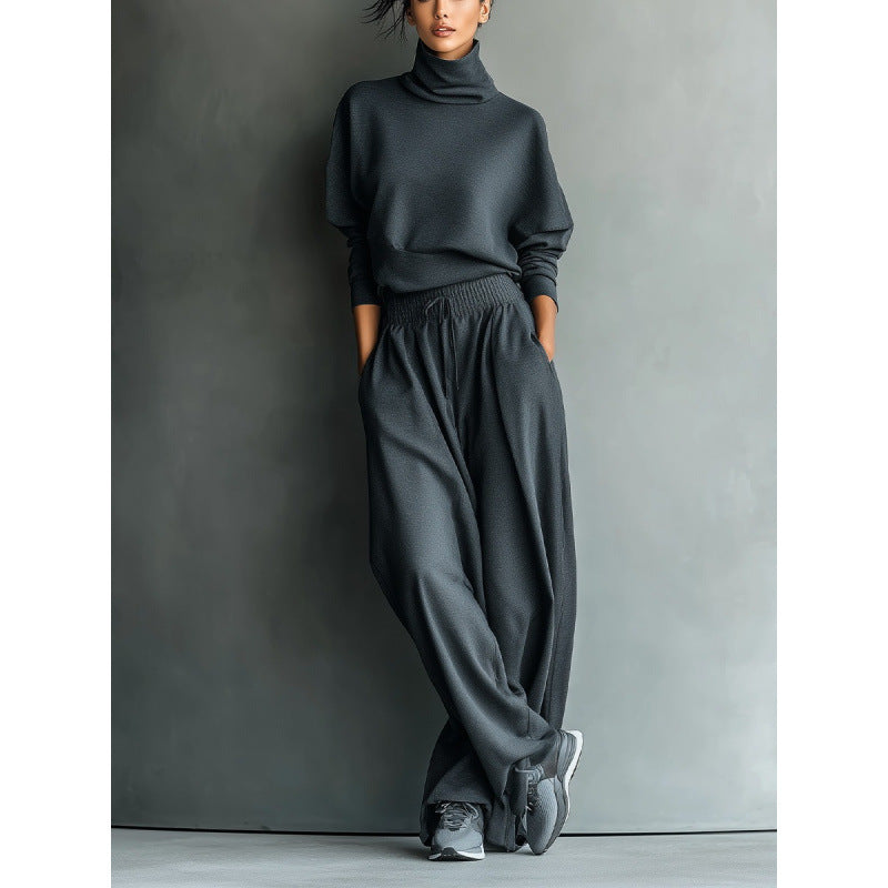 Damen Rollkragen-Loungewear-Set mit Oversize-Oberteil und weitem Gummibund-Hose Shop Nory