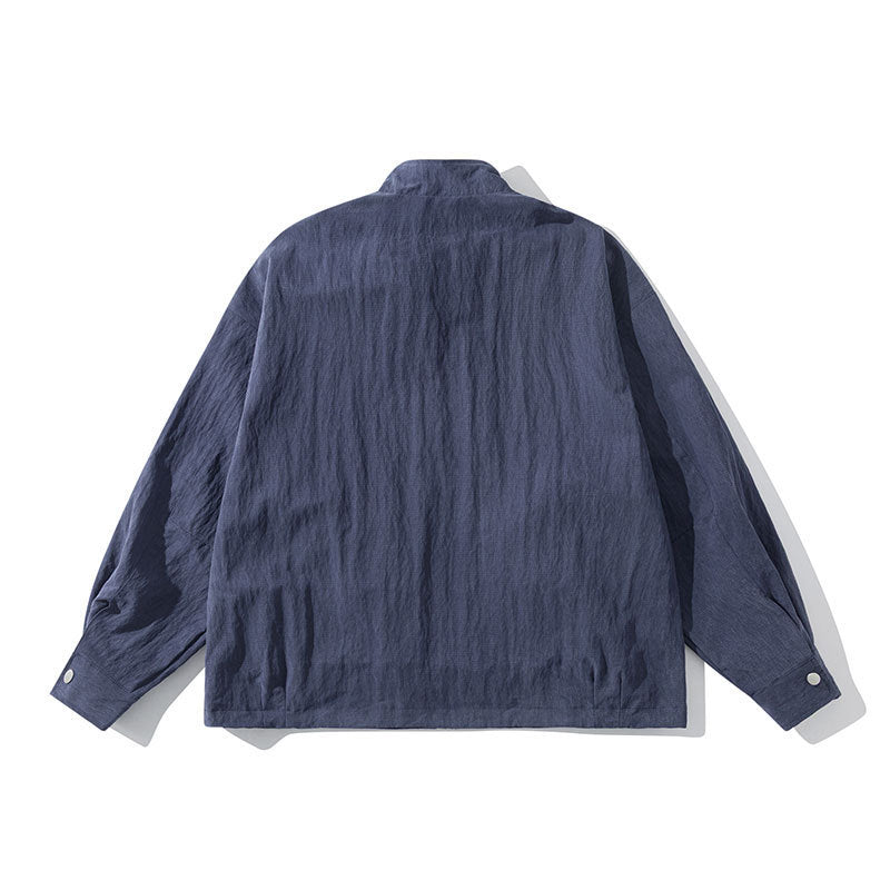 Herren Leichte Windjacke mit Stehkragen, Raglanärmeln und Druckknopf-Taschen Shop Nory