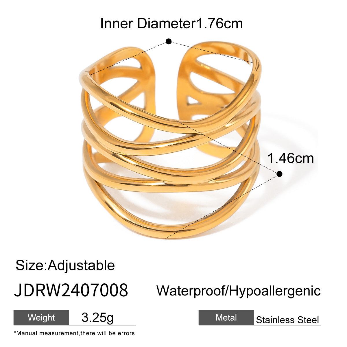 Damen Offenes Wellenarmband aus hochwertigem Edelstahl Shop Nory