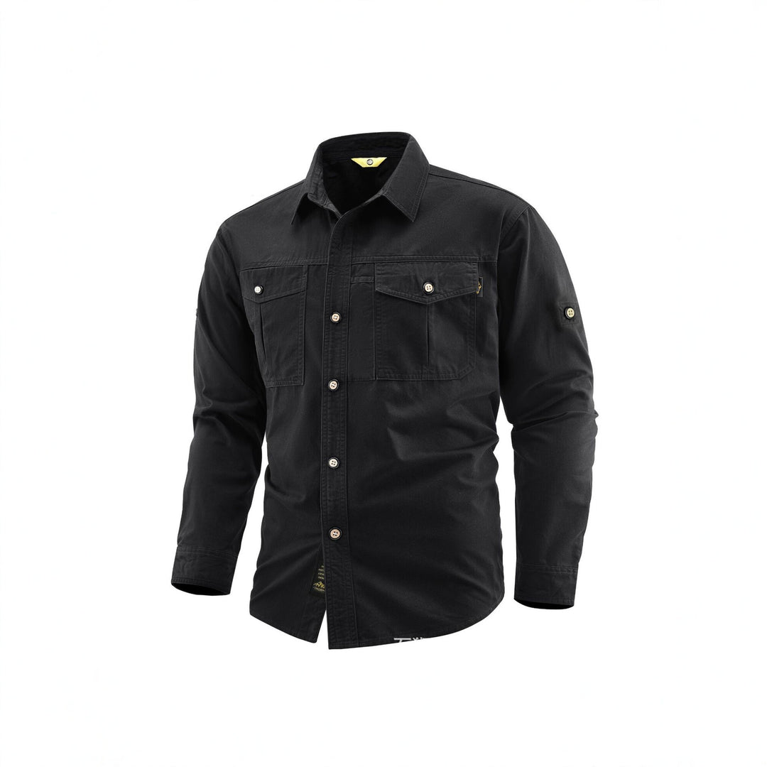 Herren Canvas-Overshirt im Field‑Style mit Brustklappen und durchgehender Knopfleiste Shop Nory
