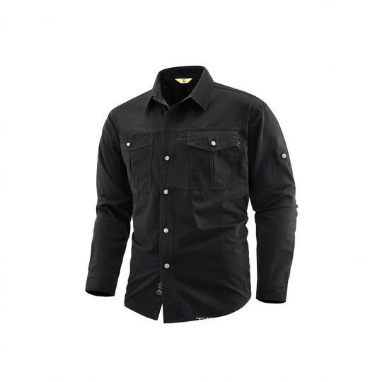 Herren Canvas-Overshirt im Field‑Style mit Brustklappen und durchgehender Knopfleiste Shop Nory