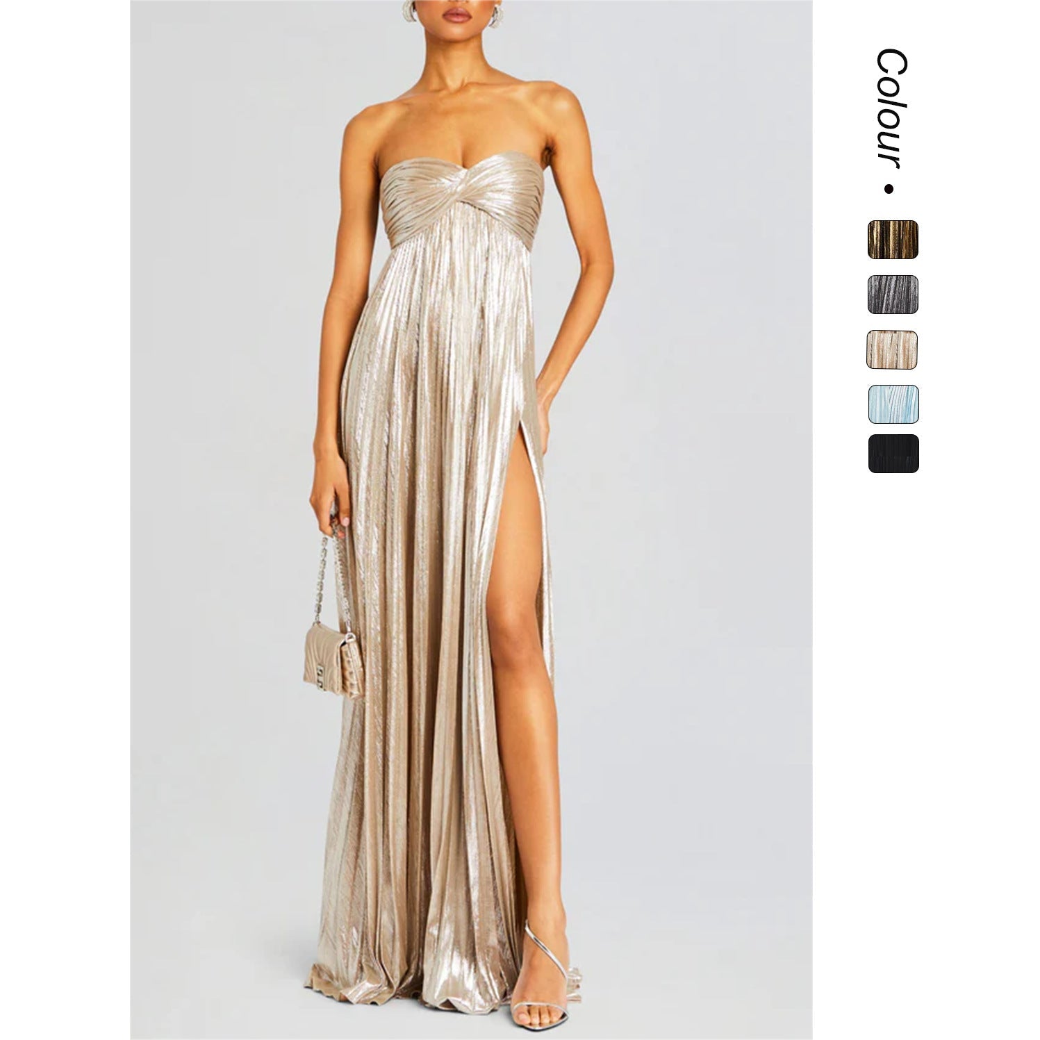 Damen Abendkleid mit schulterfreiem Design und elegantem Schlitz
