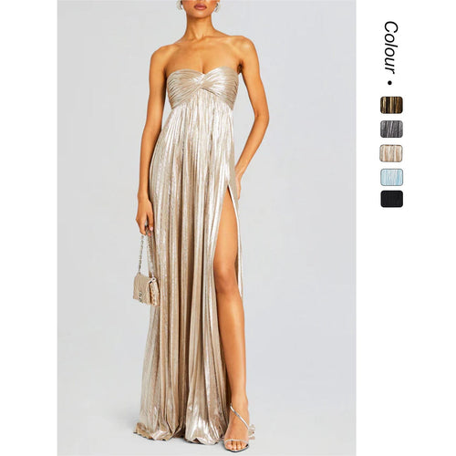 Damen Abendkleid mit schulterfreiem Design und elegantem Schlitz