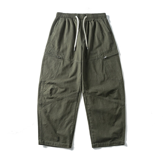 Herren Cropped Cargo-Hose mit elastischem Bund, Tunnelzug und Reißverschlusstaschen Shop Nory