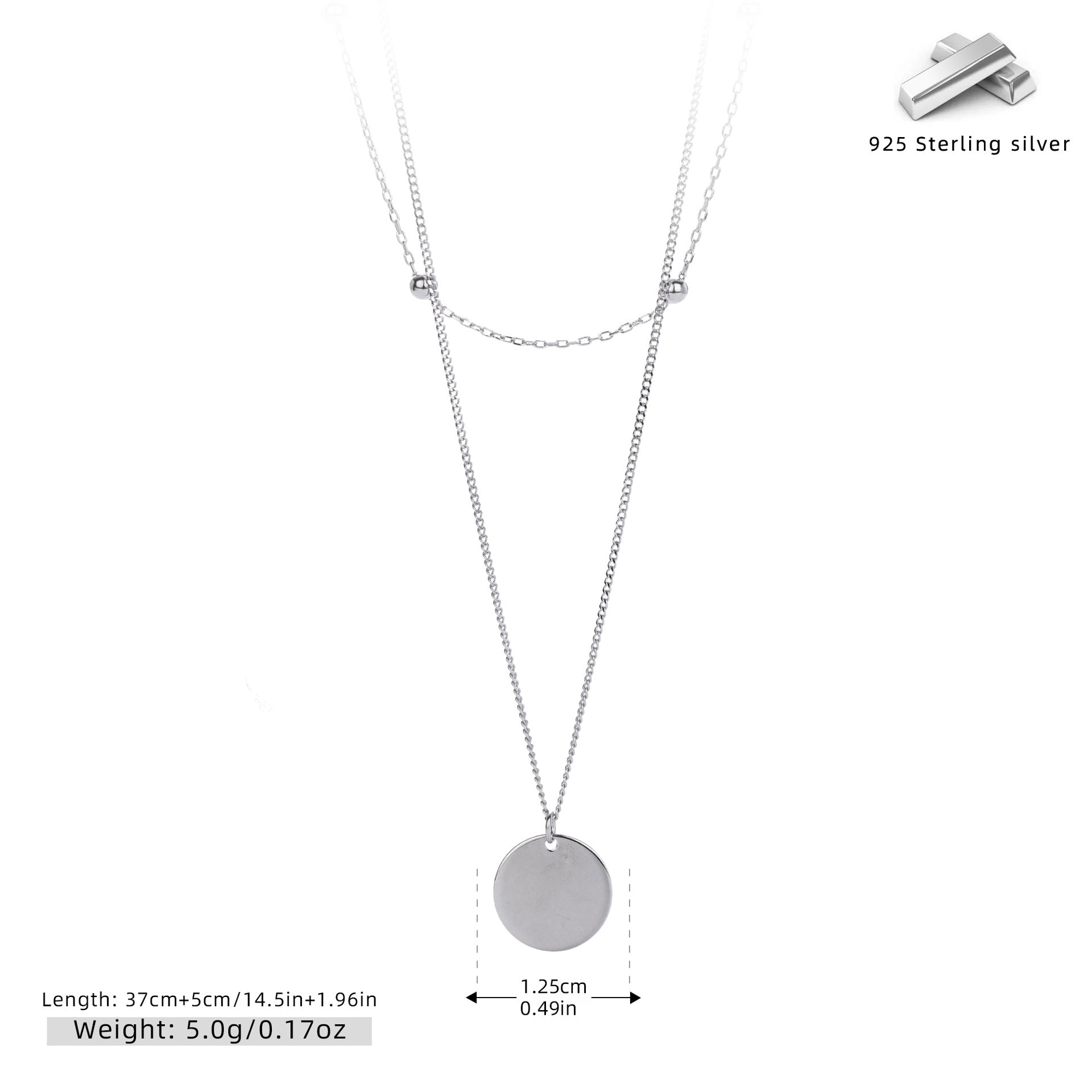 Damen Halskette mit doppellagigem Design aus hochwertigem 925 Sterling Silber und minimalistischen Anhängern Shop Nory