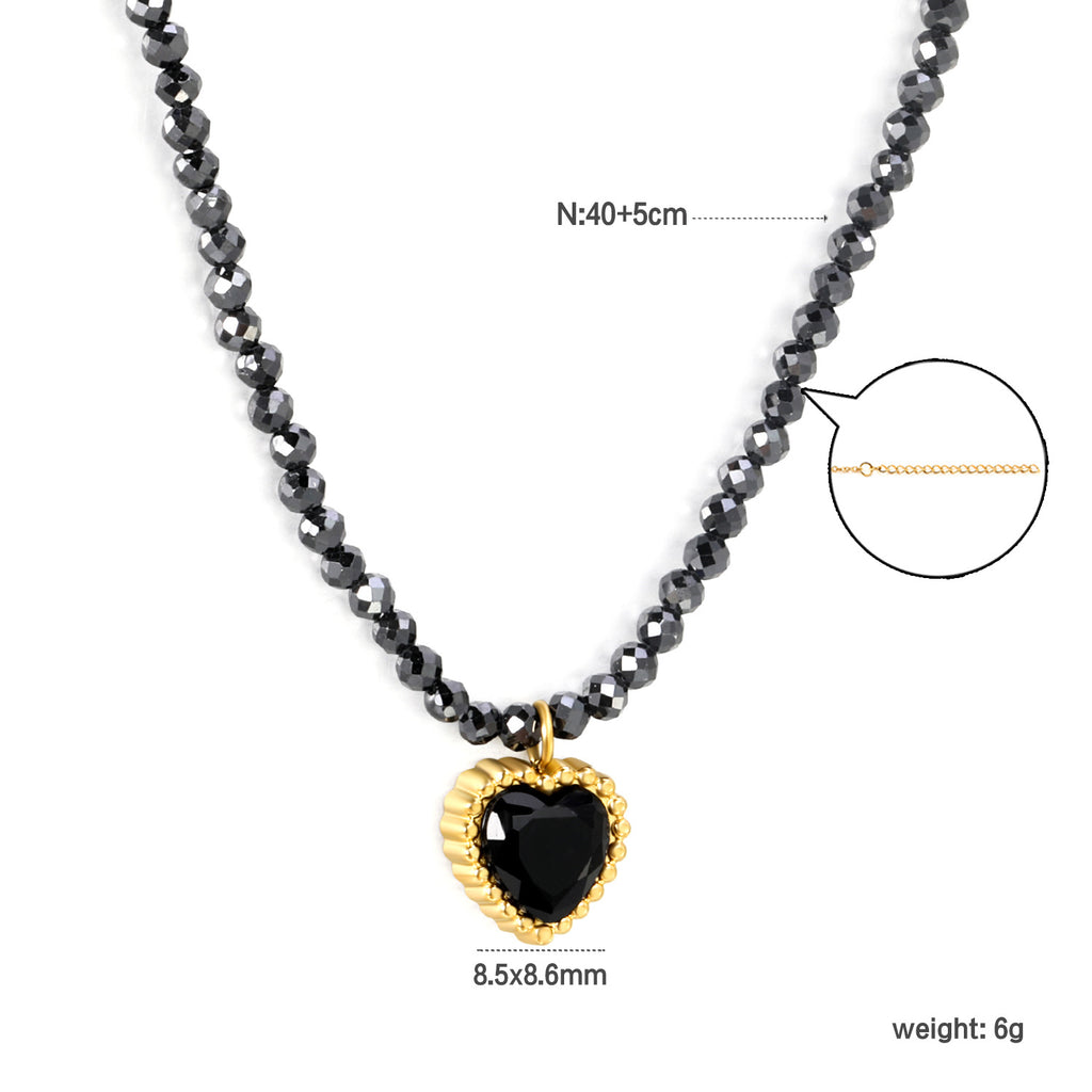 Damen Halskette mit herzförmigem Anhänger aus hochwertigen, rosa Kristallen Shop Nory