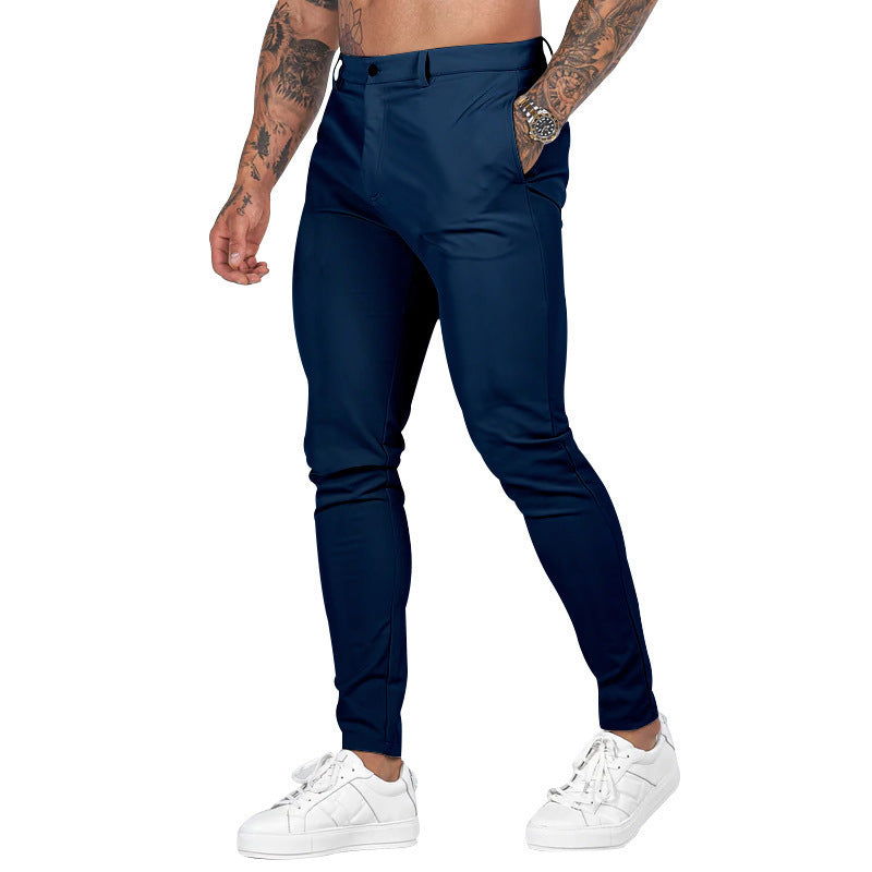 Herren Slim Fit Trousers aus elastischem Material mit seitlichen Taschen