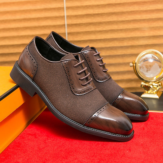 Herren elegante Oxford-Halbschuhe mit Kapzehen-Design, Leder-Textilmix und gepolstertem Komfortfußbett Shop Nory