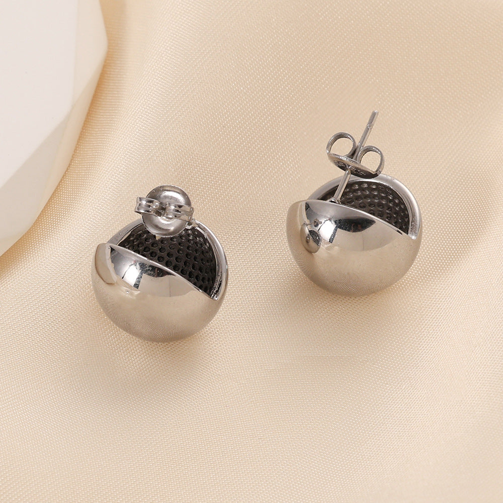 Damen Goldene Ohrringe mit modernem, halbrundem Design Shop Nory