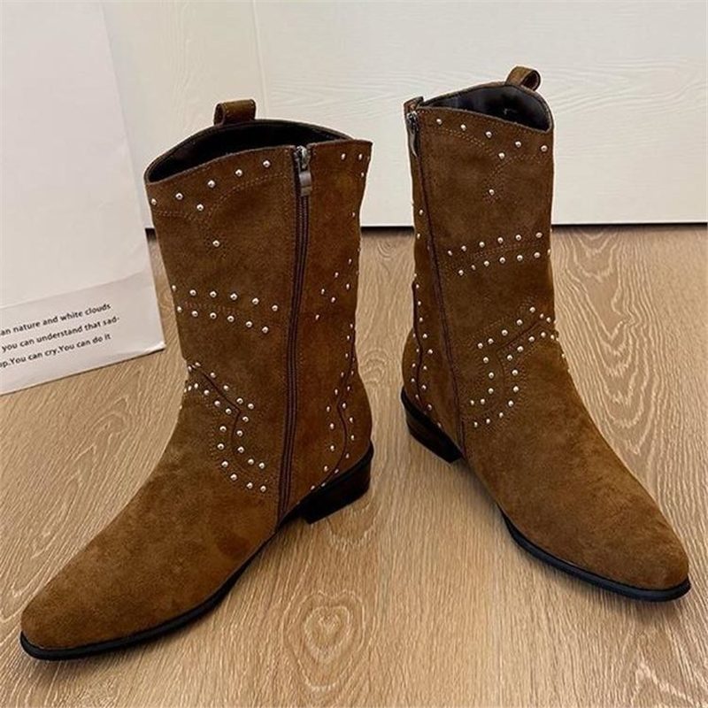 Damen Western-Ankleboots aus Veloursleder mit Nietenbesatz und seitlichem Reißverschluss Shop Nory